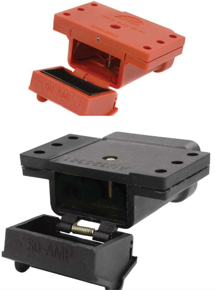 Red & Black 50A Connector Cover with LED Indicator & Locking Device | UV Protected