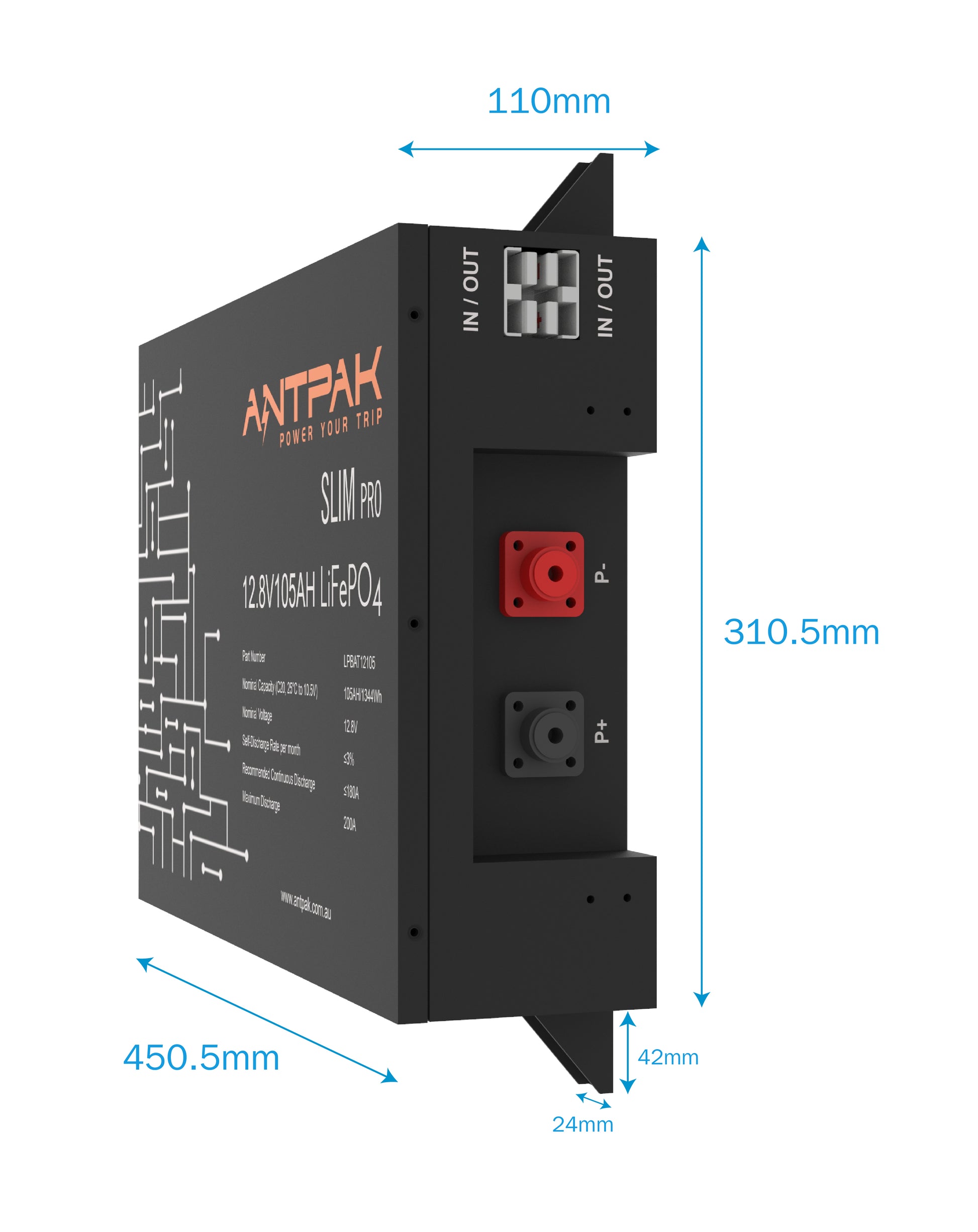 12.8v 105Ah Lithium Battery Dimension-2
