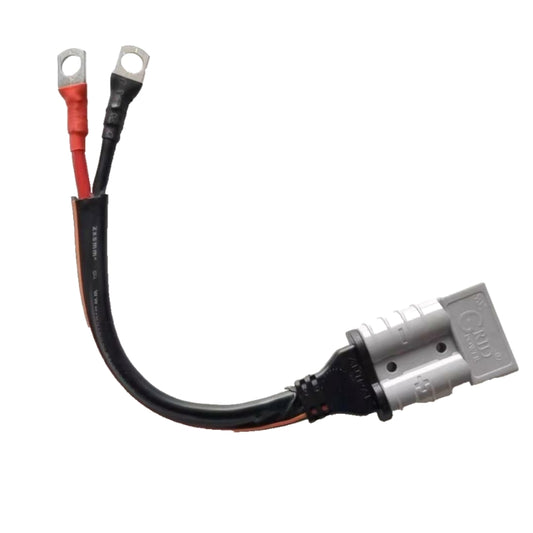 A 25cm pre-wired adapter with an Anderson 50A plug and 8mm ring terminals, primarily for connecting dual batteries or inverters in vehicles.
