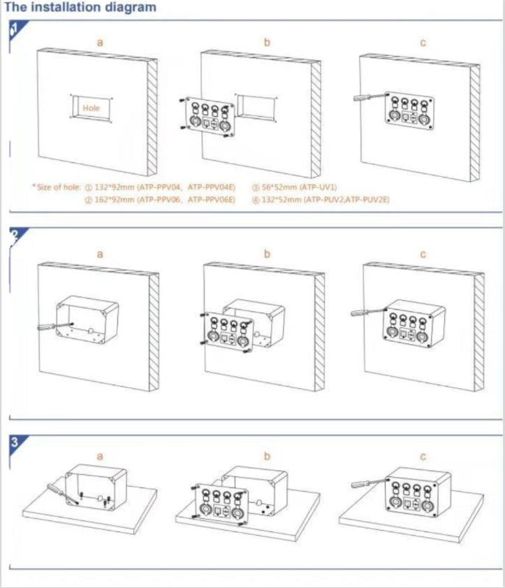 12V DC Power Panel Dual Battery Voltmeter 2X USB & 2X Ciga 4 Ways Surface Mount Installation diagram