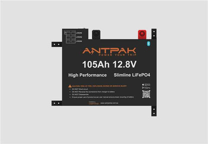 ANTPAK 105Ah Slimline LiFePO4 Battery – 12V 200A | Ultra-Slim 80mm Ute Behind-Seat Battery for 4WD, Camping & Off-Grid