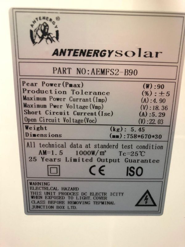 ANTPAK 90W Rigid Solar Panel | 20% Efficiency NSP 5BB Poly PERC