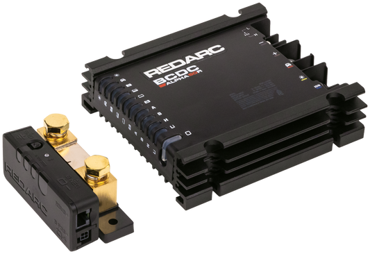 Black electronic device with 'Redarc' branding on a white background