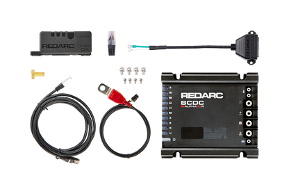 Redarc battery management system components on a white background