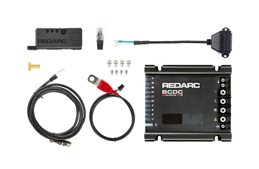Redarc battery management system components on a white background