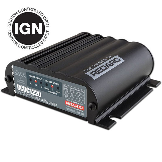 Redarc battery charger with IGN logo on a white background