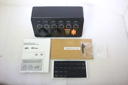 12V DC Power Panel Dual Battery Voltmeter 2X USB & 2X Ciga 6 Ways Surface Mount