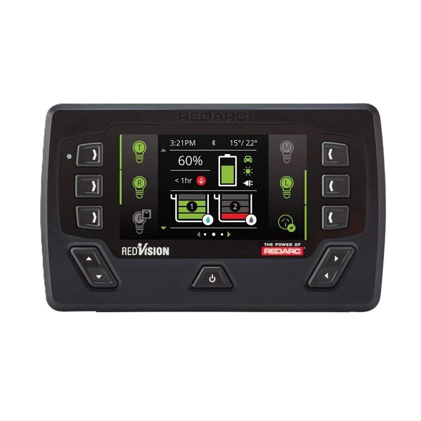 Redarc battery monitor with digital display on a white background