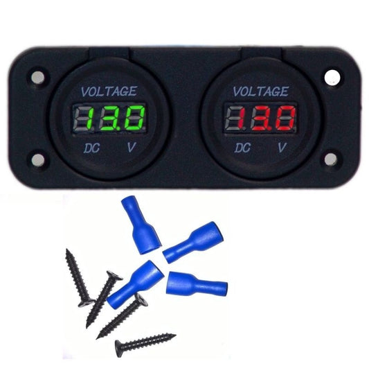 Dual Battery Monitor Volt Meter LED 12v 24v - Redarc ARB CTek Projecta Red Green