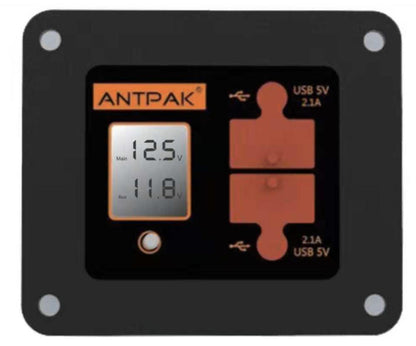 Antrpak voltage meter with digital display on a black background