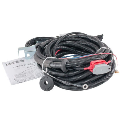 Tow-pro wiring kit with black cable and connectors on a white background