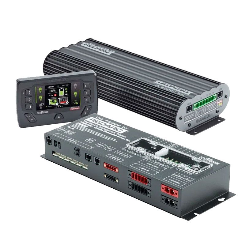 Two electronic power conditioning units on a white background