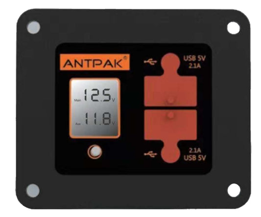 12V DC Power Panel Dual Battery Voltmeter 2X 2.1A (4.2A)USB Dual Battery Monitor